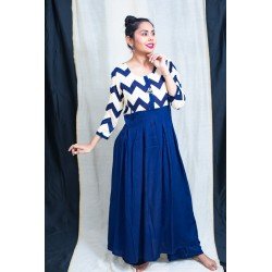 Zig Zag Blue Rayon with thread belt Kurti