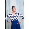 Zig Zag Blue Rayon with thread belt Kurti