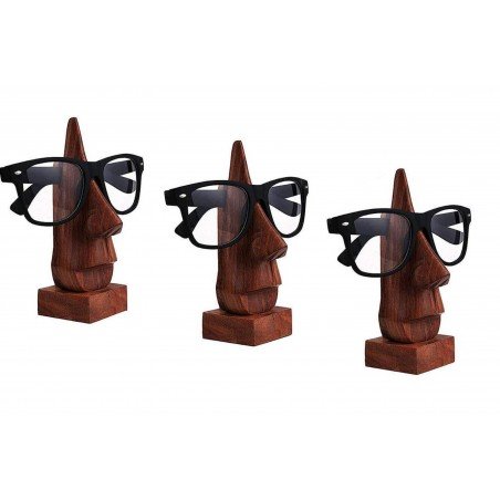 Set of 3 Handmade Wooden Spectacle Holder, Nose-shaped Eyeglass Holder for Home & Office Decor 6 inch