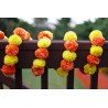 40 pcs Fresh Like Real Look Artificial Marigold Color Fusion Flower Strings Indian Decoration Wedding Home Decor, 5 feet approx