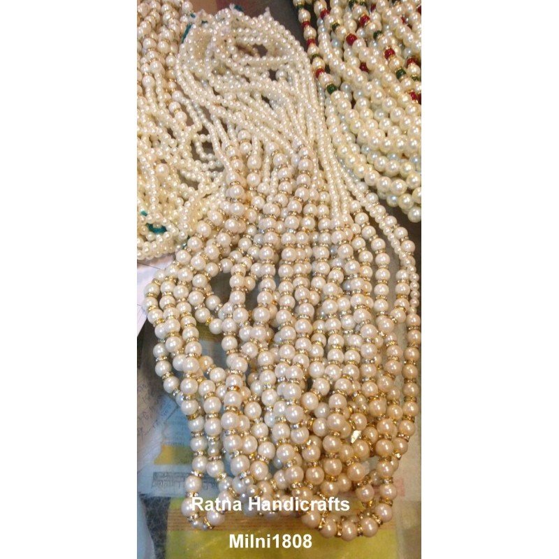 Pack of 25 Handmade Pearl Stone Swagat Chain/Milni Haar long Mala | for Guests Welcome/Bharat Swagat or Special Occasions