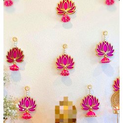 Pack of 10 fast ship Lotus Hangings for Home Decor, Puja Decor, Heena, Mehendi, Wedding, backdrop, pink lotus