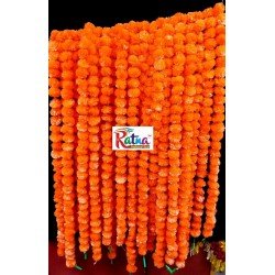 1000 Fresh like artificial dark orange marigold flower string party backdrop, Indian wedding decorations, 5 feet flower garland