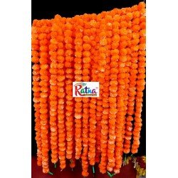 100 Fresh like artificial dark orange marigold flower string party backdrop, Indian wedding decorations, 5 feet flower garland
