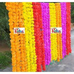 20 pcs Fresh Like Real Look Artificial Marigold Mix Color Flower Strings Indian Decoration Wedding Home Decor, 5 feet approx