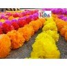 20 pcs Fresh Like Real Look Artificial Marigold Mix Color Flower Strings Indian Decoration Wedding Home Decor, 5 feet approx