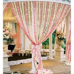 10 pcs Fresh Like Artificial Cream Jasmine Flower Strings Indian Decoration Wedding Home Decor, 5 feet approx