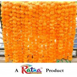 Combo of 10 Orange 10 feet marigold and 5 yellow 10 feet marigold garlands