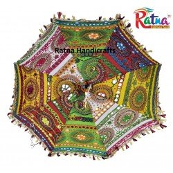 5 Indian wedding decoration parasol umbrella, embroidered fabric mirror work colourful Indian mehendi decor