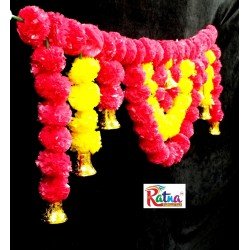 3 feet Hot Pink and yellow Flower Door valance Indian Toran Indian wedding decoration Artificial flower door hanging home decor