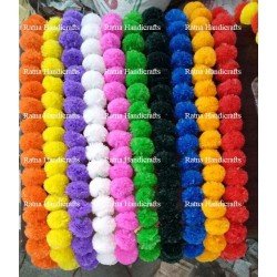 100 Fresh like artificial marigold flower MIX COLORS string party backdrop, Indian wedding decorations, 5 feet flower garland