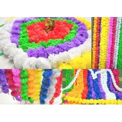 1400 Fresh like artificial marigold flower MIX COLORS string party backdrop, Indian wedding decorations, 5 feet flower garland