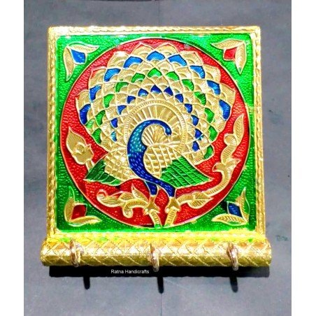 Meenakari Work Wood Key Holder