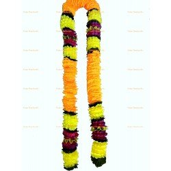 10 pcs Fresh Like Real Look Artificial Marigold Yellow Orange Flower Strings Indian Decoration Wedding Home Decor, 5 feet approx