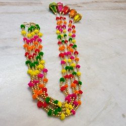 5 String Handmade Boho Decor Rainbow Pom Pom Garland (GreenMulti)