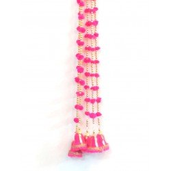 150 String Handmade Boho Decor Rainbow Pom Pom Garland (Pink)