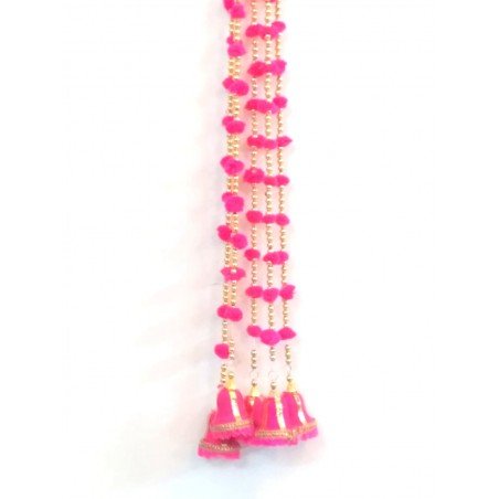 150 String Handmade Boho Decor Rainbow Pom Pom Garland (Pink)