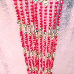 5 String Handmade Boho Decor Rainbow Pom Pom Garland (Pink)