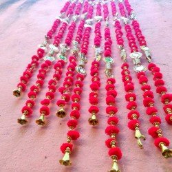 5 String Handmade Boho Decor Rainbow Pom Pom Garland (Pink)