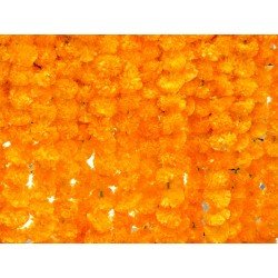 1000 Fresh like artificial mango marigold flower string party backdrop, Indian wedding decorations, 5 feet flower garland
