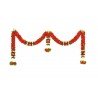 3 feet wide Red fabric flower door valance Indian Toran Indian wedding decoration Artificial flower door hanging home decor