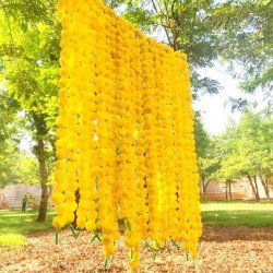 20 Fresh like artificial yellow marigold flower string party backdrop, Indian wedding decorations, 5 feet flower garland