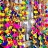 Indian Woolen Pom Pom Colorful Marigold Flower Decoration Garlands