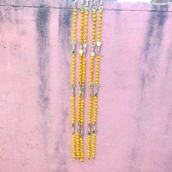 Indian Woolen Mango Yellow Pom Pom Colorful Marigold Flower Decoration Garlands