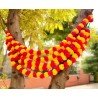 10 pcs Fresh Like Real Look Artificial Marigold Color Fusion Flower Strings Indian Decoration Wedding Home Decor, 5 feet approx