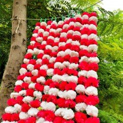 100 pcs White Red Fresh Like Artificial Marigold Flower Strings Indian Decoration Wedding Home Decor