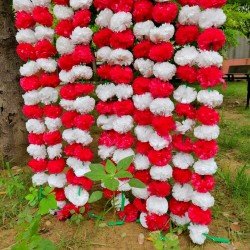 10 pcs White Red Fresh Like Artificial Marigold Flower Strings Indian Decoration Wedding Home Decor