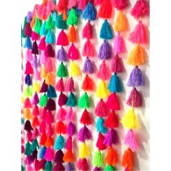 5 strings Multicolor Pom Pom Tassel Strings Indian Decoration Wedding Home Decor, 6 feet approx