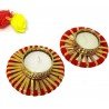 Pack of 4 Metal Diya Set with Gota Work